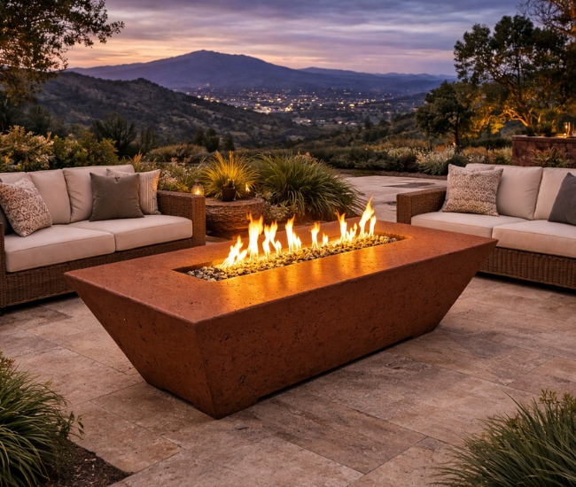 Grand Canyon 60-inch Rectangular Rust Fire Table (24-inch Height)