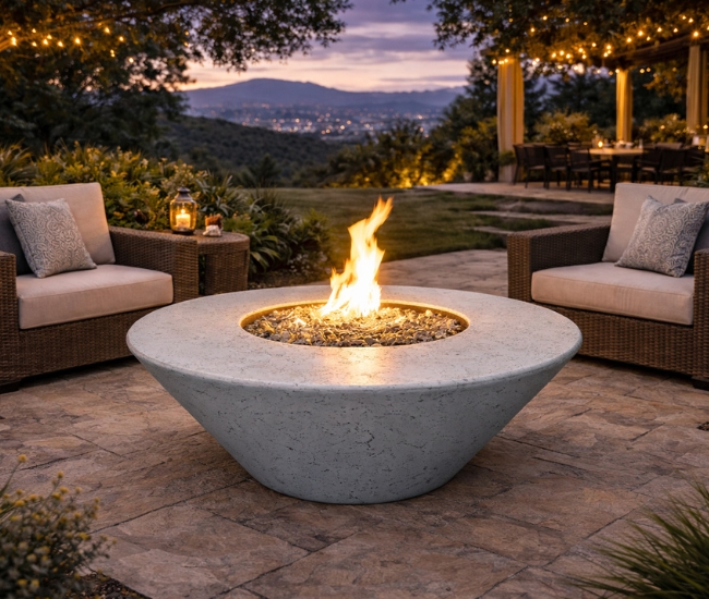 Grand Canyon 44-inch White Round Fire Table
